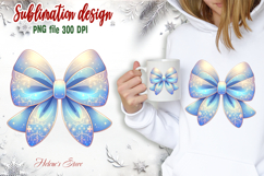 Christmas coquette bows design|Gold blue bow T-shirt clipart Product Image 2