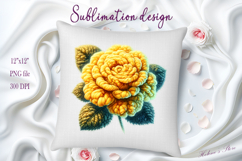 Cute yarn crochet Roses Clipart |Yellow knitted flower png Product Image 2