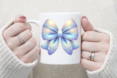 Christmas coquette bows design|Gold blue bow T-shirt clipart Product Image 3