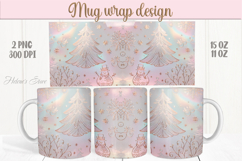 Christmas tree &amp; snowmen mug wrap png|Pink &amp; gold mug design Product Image 1