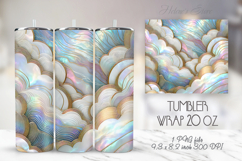 Gold rainbow clouds tumbler 20oz wrap sublimation design png Product Image 1