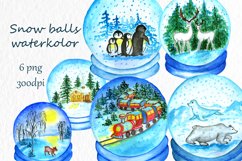 Ornament Winter .Glass bowl clipart watercolor. Snow holiday Product Image 1