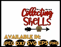 Beach svg SVG DXF JPEG Silhouette Cameo Cricut vacation svg iron on sea shells svg shells svg Collecting shells Product Image 3