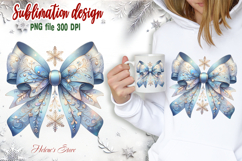 Christmas coquette bows design|Gold blue bow T-shirt clipart Product Image 1