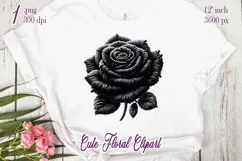 Black yarn crochet Roses Clipart |Amazing knitted flower png Product Image 2