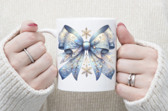Christmas coquette bows design|Gold blue bow T-shirt clipart Product Image 3