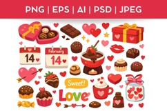 Cute Valentine's Day Doodle| Vector &amp; PNG Food Illustration Product Image 1