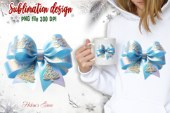 Christmas coquette bows design|Gold blue bow T-shirt clipart Product Image 2