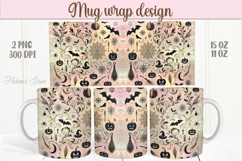 Cute pink Halloween patterns iridescent mug wrap design png Product Image 1