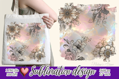 Delicate pink pastel flower pattern border illustration png Product Image 1