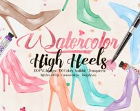 100 Hand Painted Watercolor Shiny High Heels Clip Arts Product Image 1