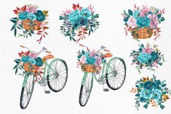 Watercolor floral bicycle clipart Product Image 3