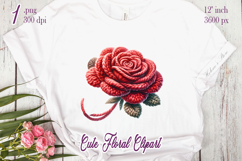 Cute yarn crochet floral Clipart |Amazing knitted flower png Product Image 2