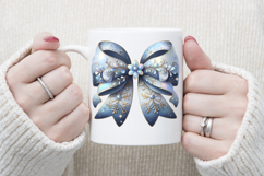 Christmas coquette bows design|Gold blue bow T-shirt clipart Product Image 3