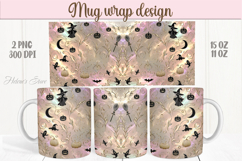 Cute pink Halloween patterns iridescent mug wrap design png Product Image 1