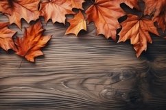 Autumn Leaves on a Wooden Background Wallpaper Product Image 1