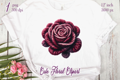 Dark yarn crochet Roses Clipart |Amazing knitted flower png Product Image 1