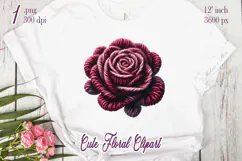 Dark yarn crochet Roses Clipart |Amazing knitted flower png Product Image 1