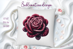 Dark yarn crochet Roses Clipart |Amazing knitted flower png Product Image 2