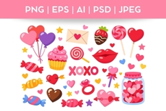 Valentine's Day Sweets Bundle|Vector &amp; PNG Food Product Image 1