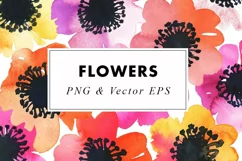 Watercolor Flowers Illustration Clip Art in PNG & EPS Product Image 1