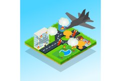Bombardment concept banner, isometric style Product Image 1