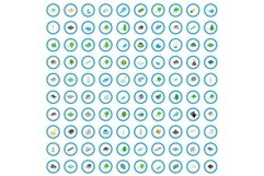 100 landscape element icons set, isometric style Product Image 1
