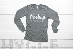 T-shirt Mockup Bella Canvas 3501 Deep Heather Long Sleeve Product Image 1