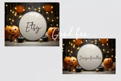 Halloween round sign, Halloween door sign mockup Product Image 2