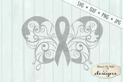 Awareness Ribbon Butterfly Cancer Ribbon SVG DXF Cut File Product Image 2