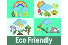 Eco friendly concept banner, cartoon style Product Image 1