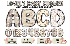 Lovely Baby Shower Alphabet &amp; Numbers Clipart PNG 300 DPI Product Image 1
