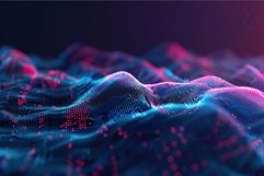 Abstract blue digital wave forming cyber landscape with pink Product Image 1