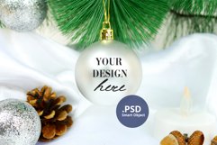 Silver Christmas Ornament Mockup, Gray Bauble Mockup PSD Product Image 1