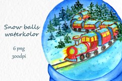 Ornament Winter .Glass bowl clipart watercolor. Snow holiday Product Image 6