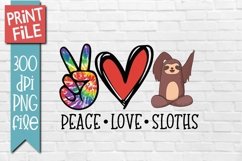 Peace Love Sloths Sublimation Design Product Image 1