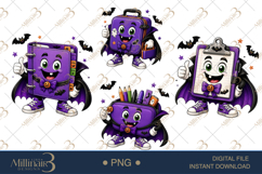Halloween School Supply Monster Clipart Bundle PNG, 4 Cute Product Image 1