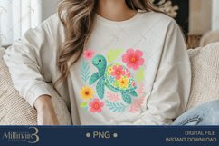 Boho Floral Sea Turtle Watercolor PNG | Ocean Animal Clipart Product Image 2