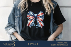 Coquette Bow USA Flag PNG | Girly 4th of July PNG for Tees Product Image 2