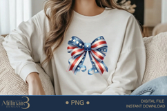 Coquette Bow USA Flag PNG | Girly 4th of July PNG for Tees Product Image 3