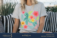 Boho Floral Sea Turtle Watercolor PNG | Ocean Animal Clipart Product Image 4