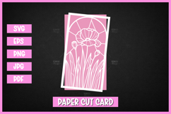 Flowers Stained Glass Style Card SVG | Paper Cut Floral Product Image 1