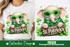 Cute Elephant Happy St. Patrick’s Day Sublimation Design Product Image 1