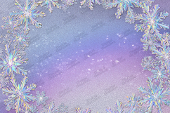 Iridescent Snowflake Frame - Purple Glitter Winter Border Product Image 1