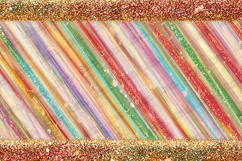 Vibrant Rainbow Satin Background - Festive Glitter Border Product Image 1