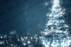 Sparkling Teal Christmas Tree - Silver Glitter Holiday Art Product Image 1