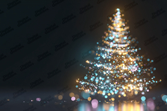 Gold &amp; Teal Bokeh Christmas Tree - Glowing Holiday Light Art Product Image 1