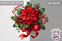 Christmas Poinsettia Flower Sublimation PNG winter Decor Product Image 1