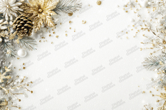 Gold Winter Floral Frame - Elegant Pine Cone Christmas Art Product Image 1