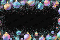 Iridescent Bauble Frame - Magical Black Starry Holiday Art Product Image 1